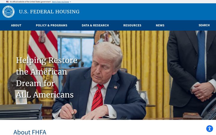 Screenshot ta' fhfa.gov