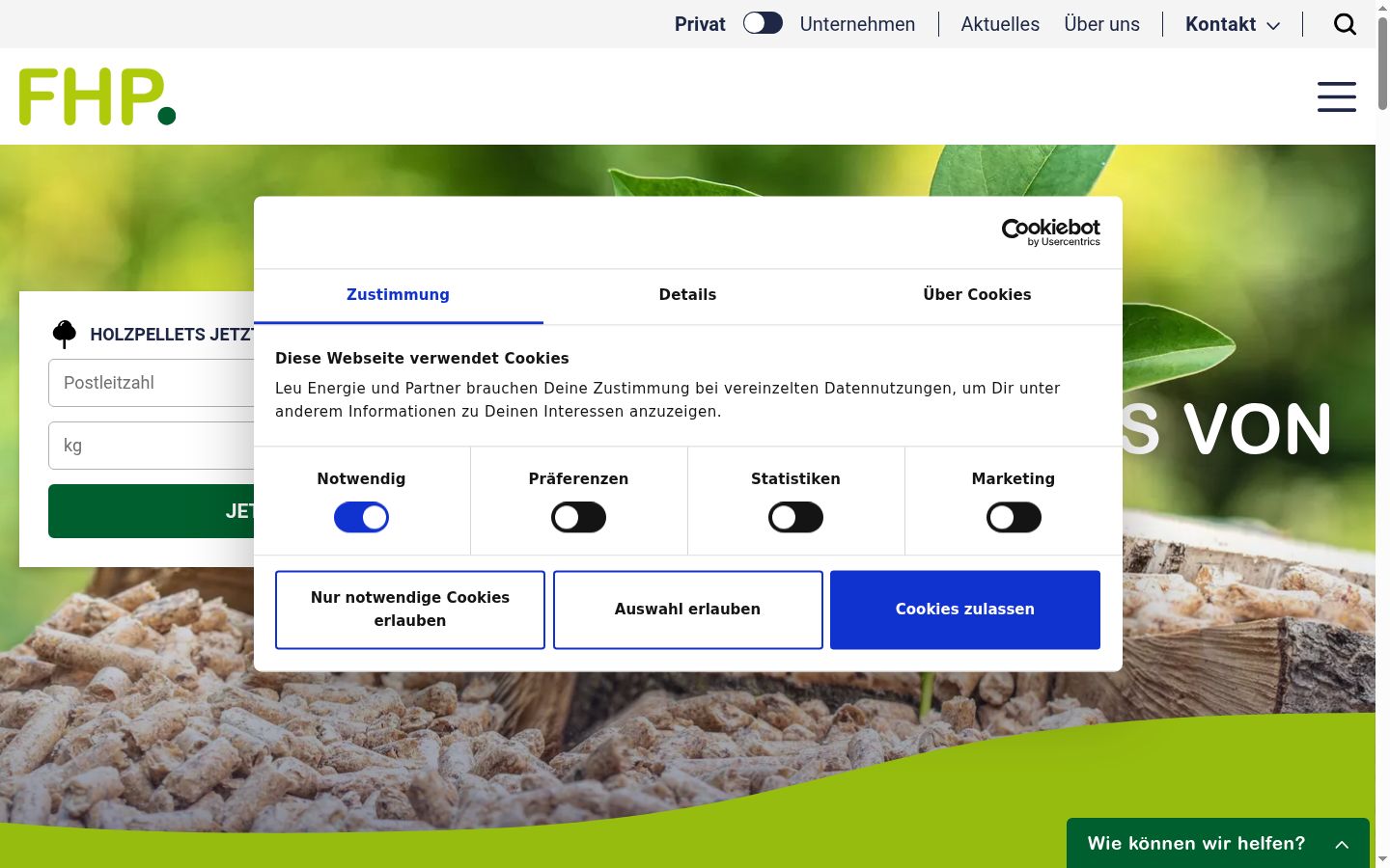 Screenshot del banner di consenso mostrato prima di qualsiasi interazione