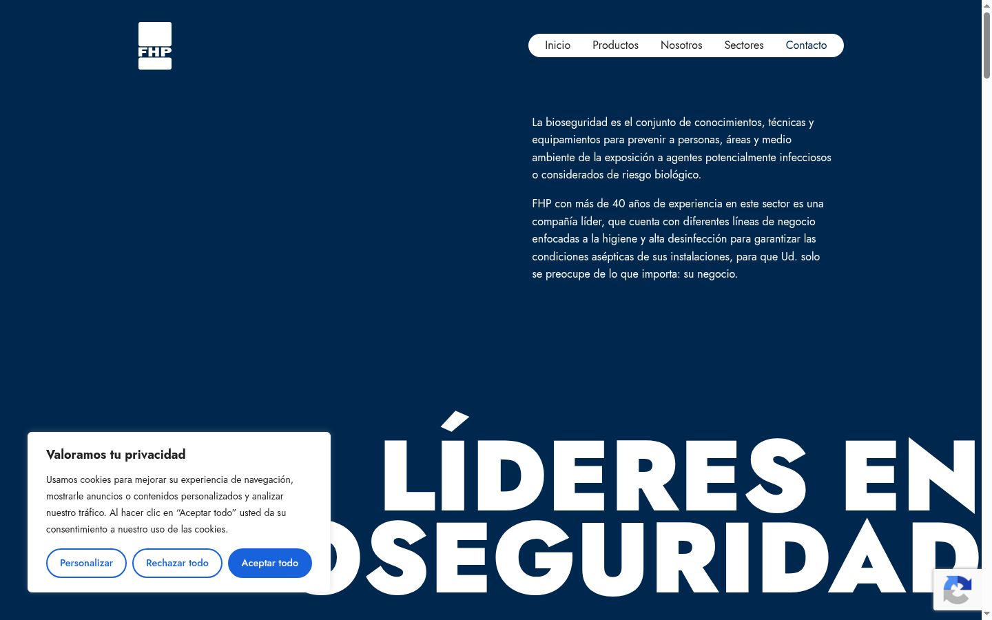 Captura de pantalla del banner de consentimiento mostrado antes de cualquier interacción