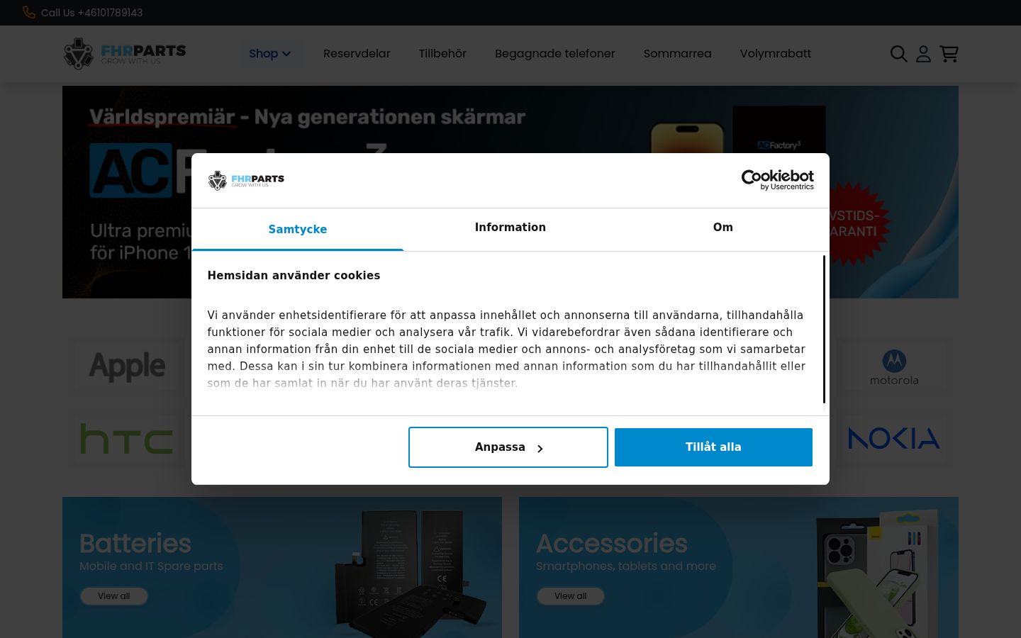 Captura de pantalla del banner de consentimiento mostrado antes de cualquier interacción
