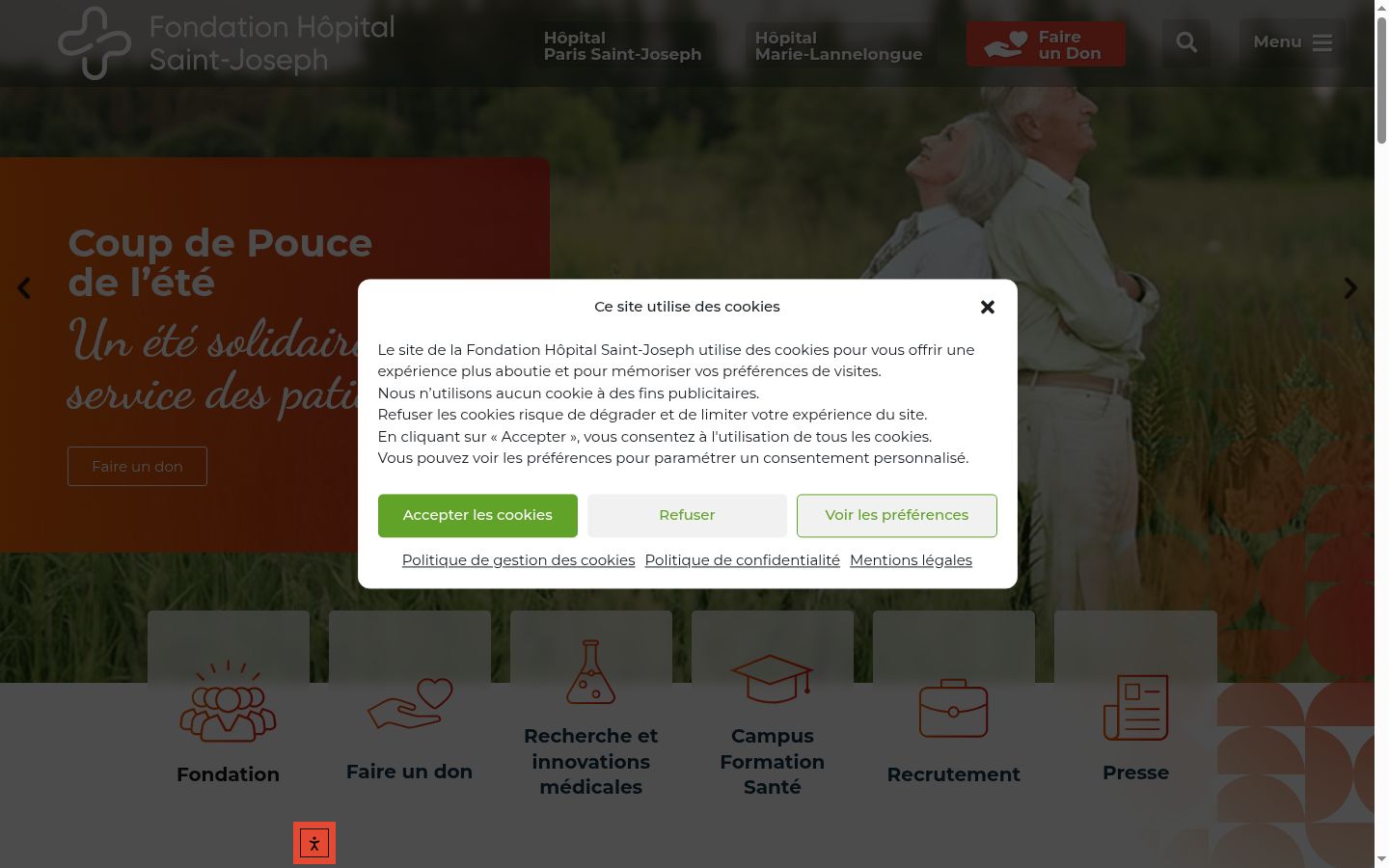 Screenshot del banner di consenso mostrato prima di qualsiasi interazione