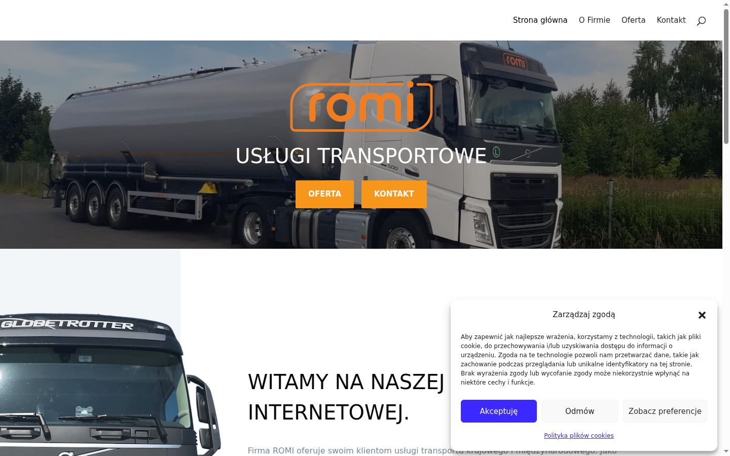 Zrzut ekranu banera zgody wyświetlanego przed jakąkolwiek interakcją