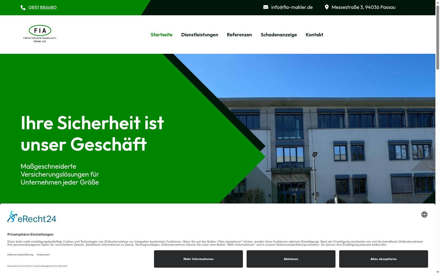 Screenshot des Einwilligungsbanners vor jeglicher Interaktion