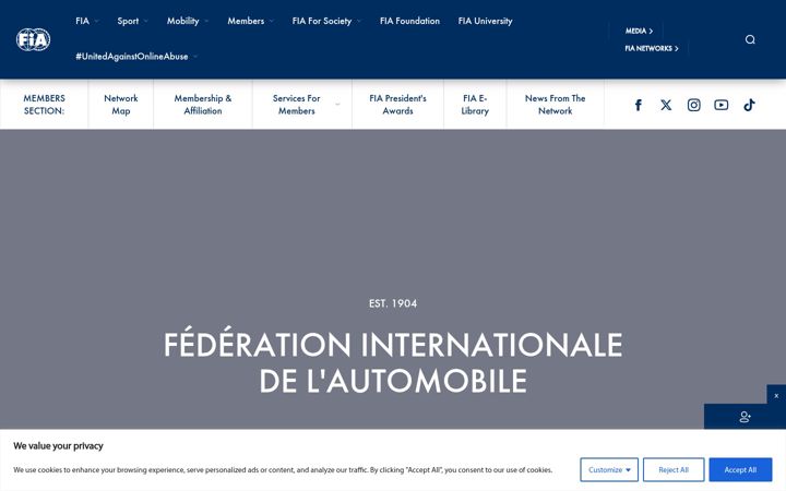 Screenshot of fia.com