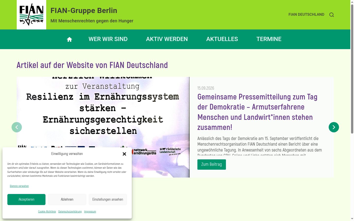 Screenshot tal-banner tal-kunsens muri qabel kwalunkwe interazzjoni