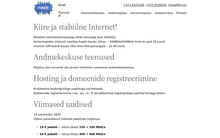 Screenshot van fiber.ee