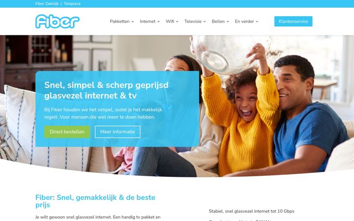 Posnetek zaslona fiber.nl