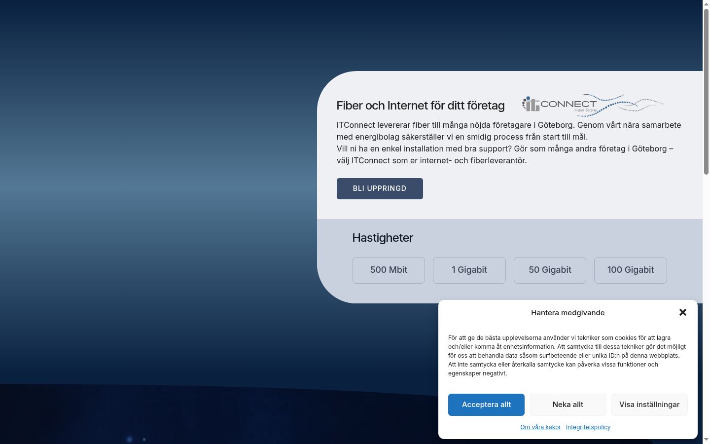 Capture d'écran de la bannière de consentement affichée avant toute interaction