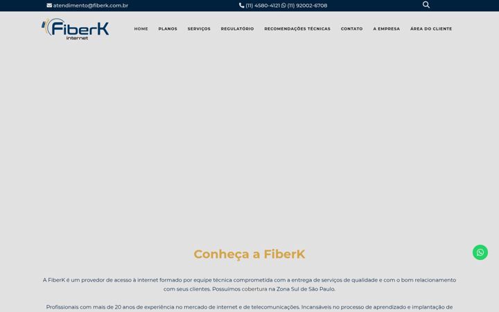 Ekraanipilt saidist fiberk.com.br