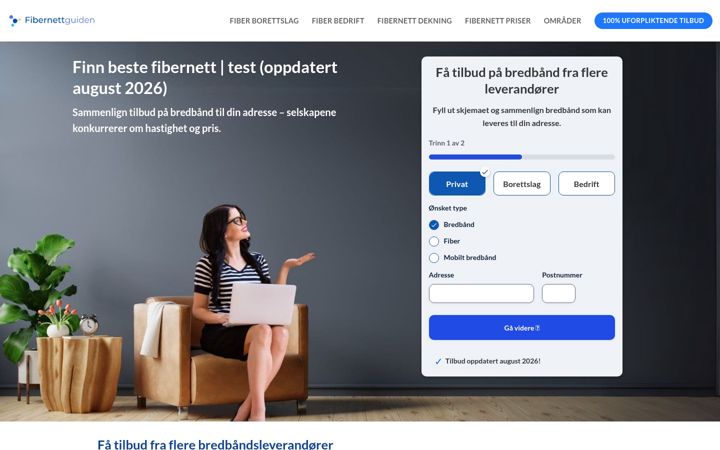 Screenshot of fibernettguiden.no