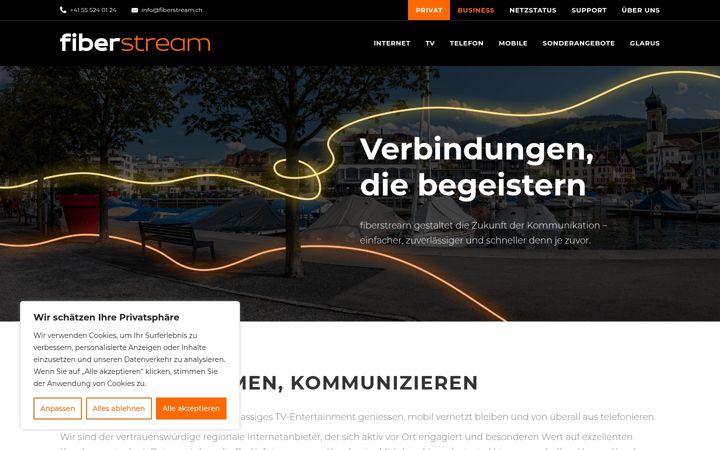 Screenshot of fiberstream.ch