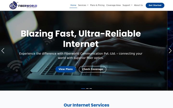 Screenshot of fiberworld.net.np