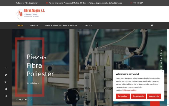 Screenshot of fibrasaragon.com