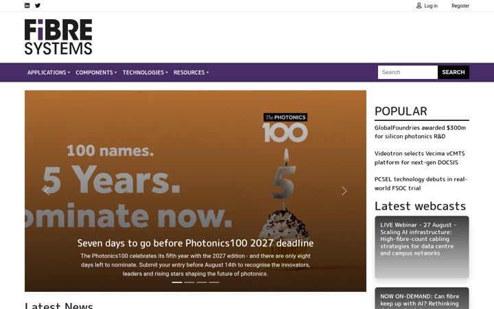 Screenshot of fibre-systems.com