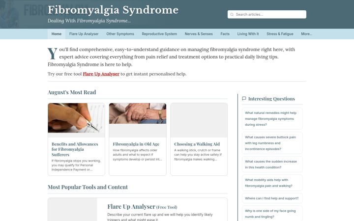Screenshot of fibromyalgiasyndrome.co.uk