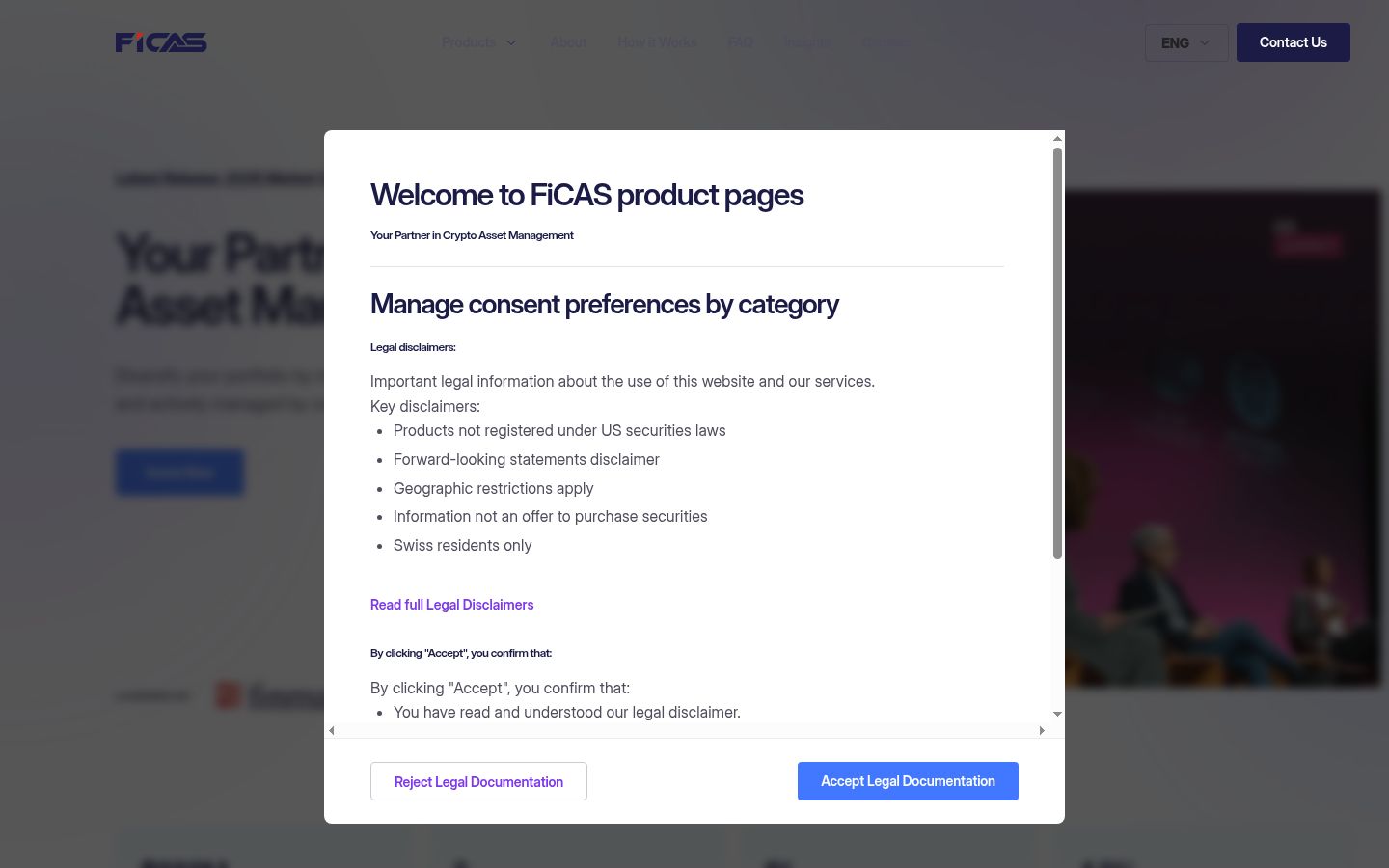 Screenshot del banner di consenso mostrato prima di qualsiasi interazione