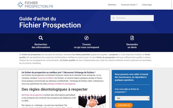 Screenshot of fichier-prospection.fr