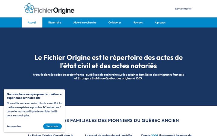 Screenshot of fichierorigine.com