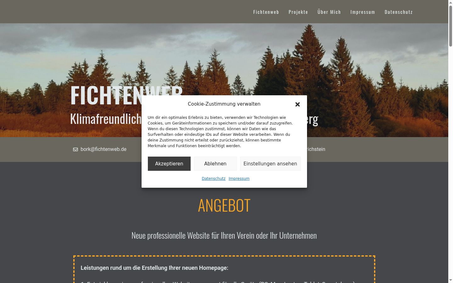 Screenshot des Einwilligungsbanners vor jeglicher Interaktion