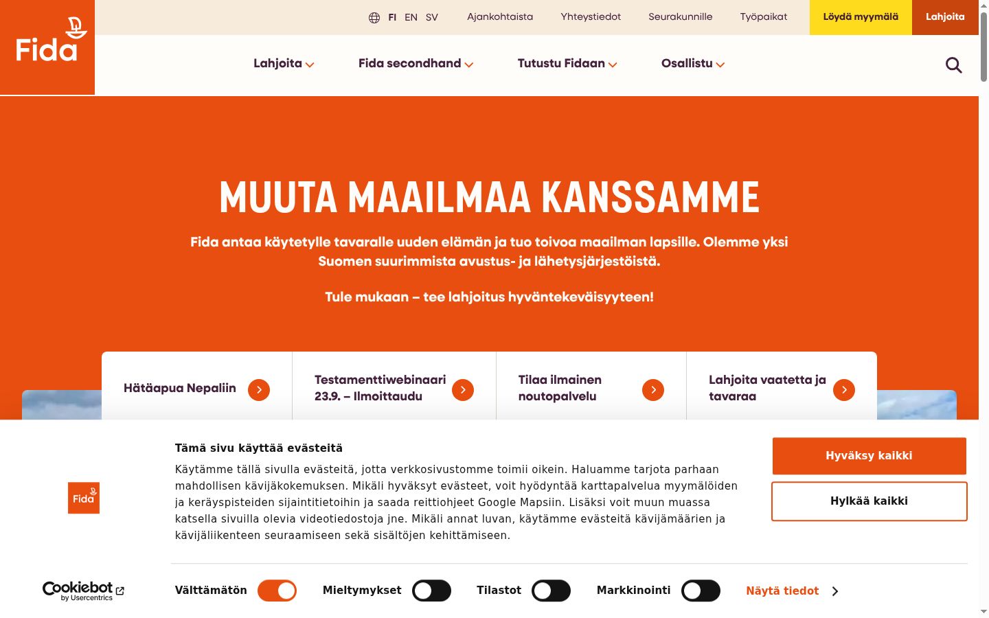 Sutikimo reklamjuostės, rodytos prieš bet kokią sąveiką, ekrano kopija