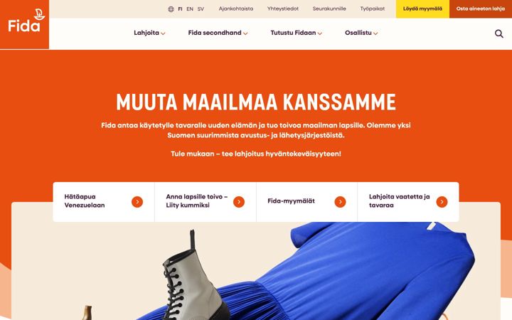 Screenshot of fida.fi
