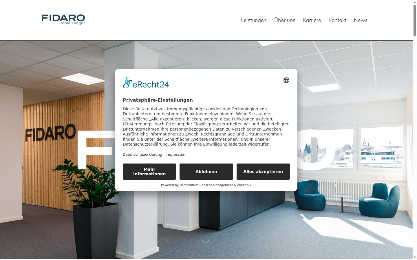 Screenshot of the consent banner shown before any interaction