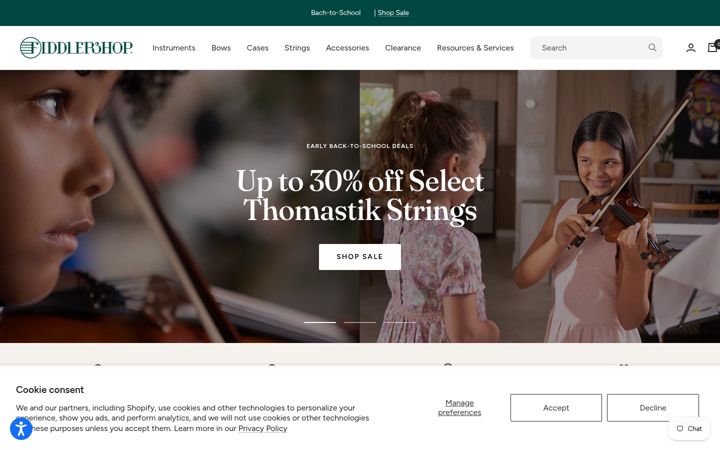 Screenshot of fiddlershop.com