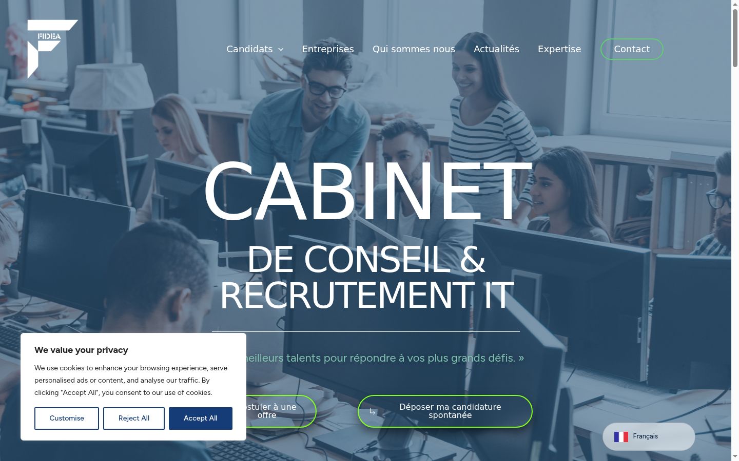 Screenshot of the consent banner shown before any interaction