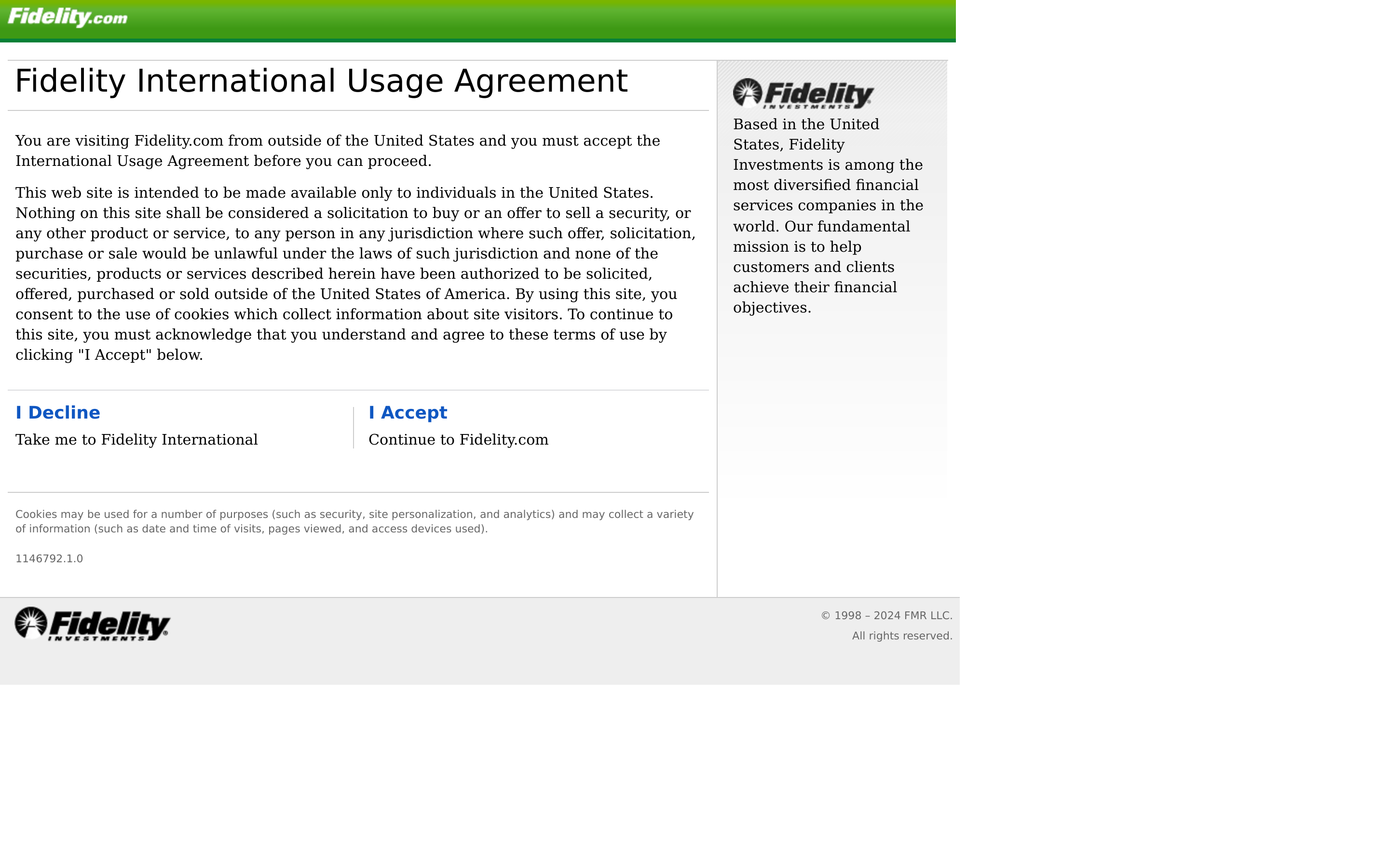 Screenshot of fidelity.com