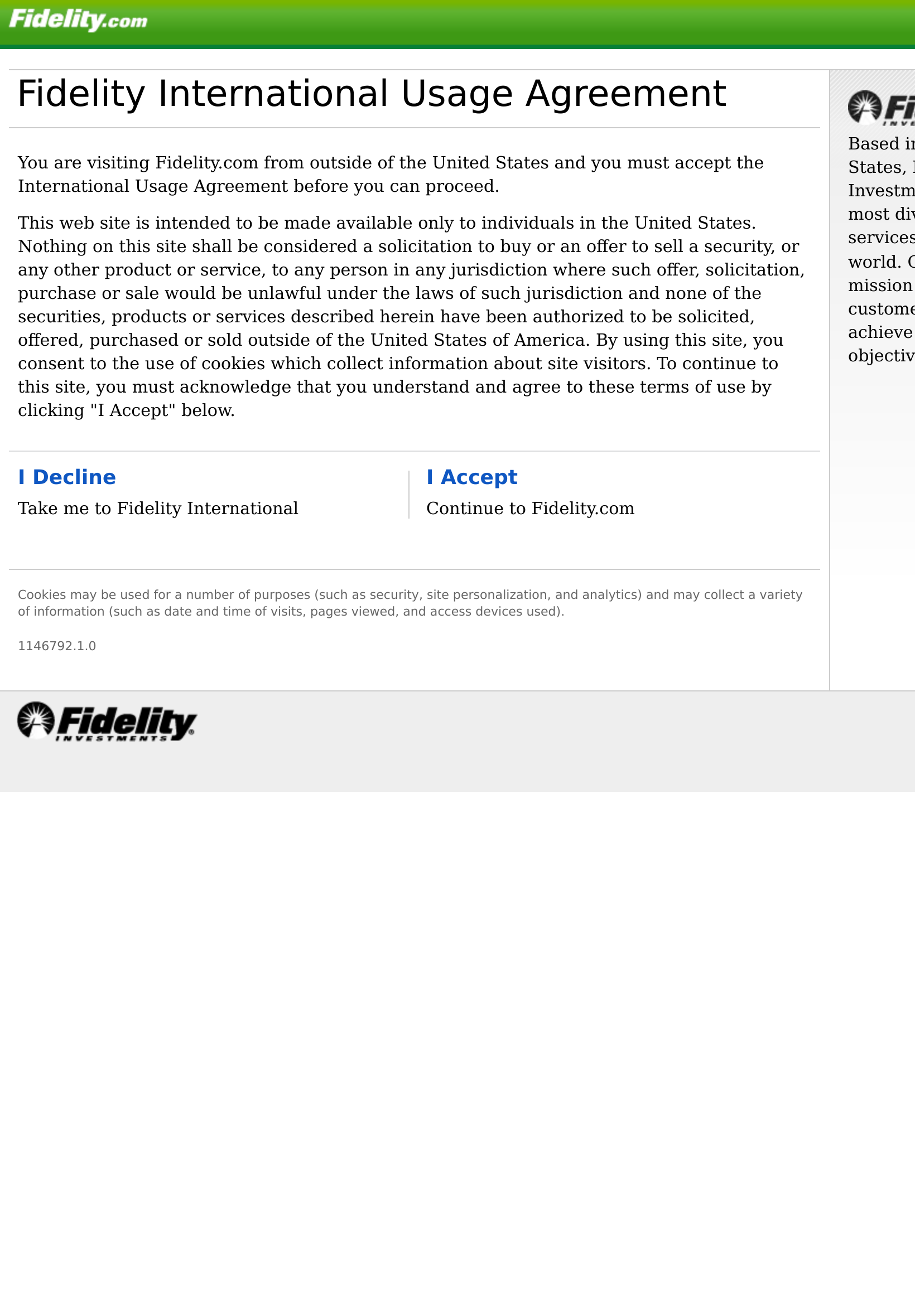 Tablet screenshot of fidelity.com