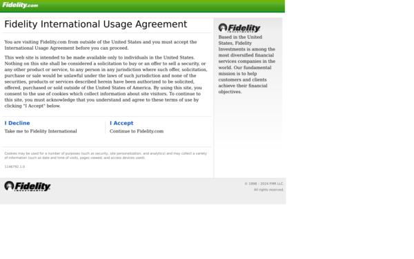 Screenshot of fidelity.com