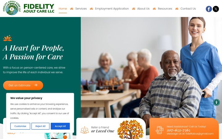 Screenshot of fidelityadultcare.org