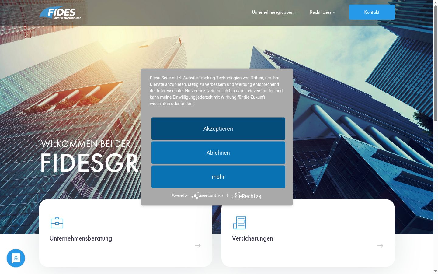 Screenshot of the consent banner shown before any interaction