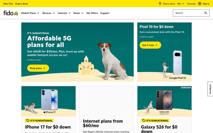 Captura de ecrã de fido.ca