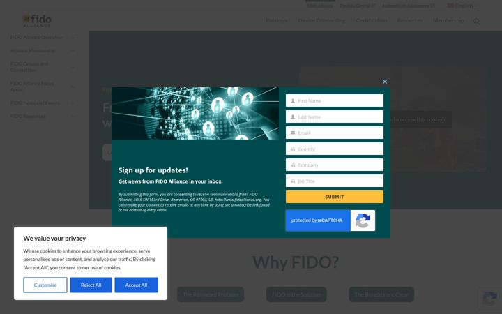 Screenshot ta' fidoalliance.org