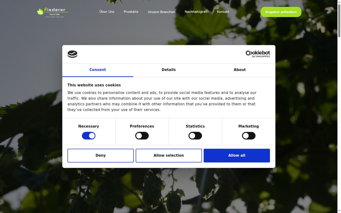 Screenshot of the consent banner shown before any interaction