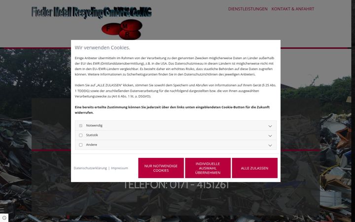 Snímek obrazovky fiedler-container.de