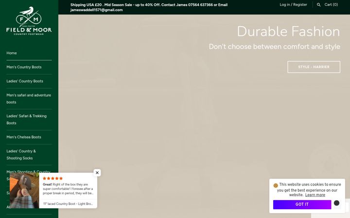 Screenshot of fieldandmoor.co.uk