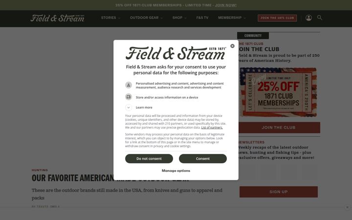 Screenshot ta' fieldandstream.com