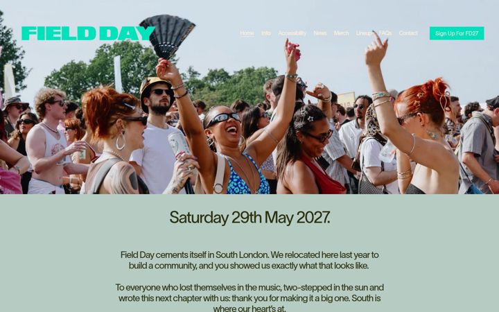 Screenshot of fielddayfestivals.com