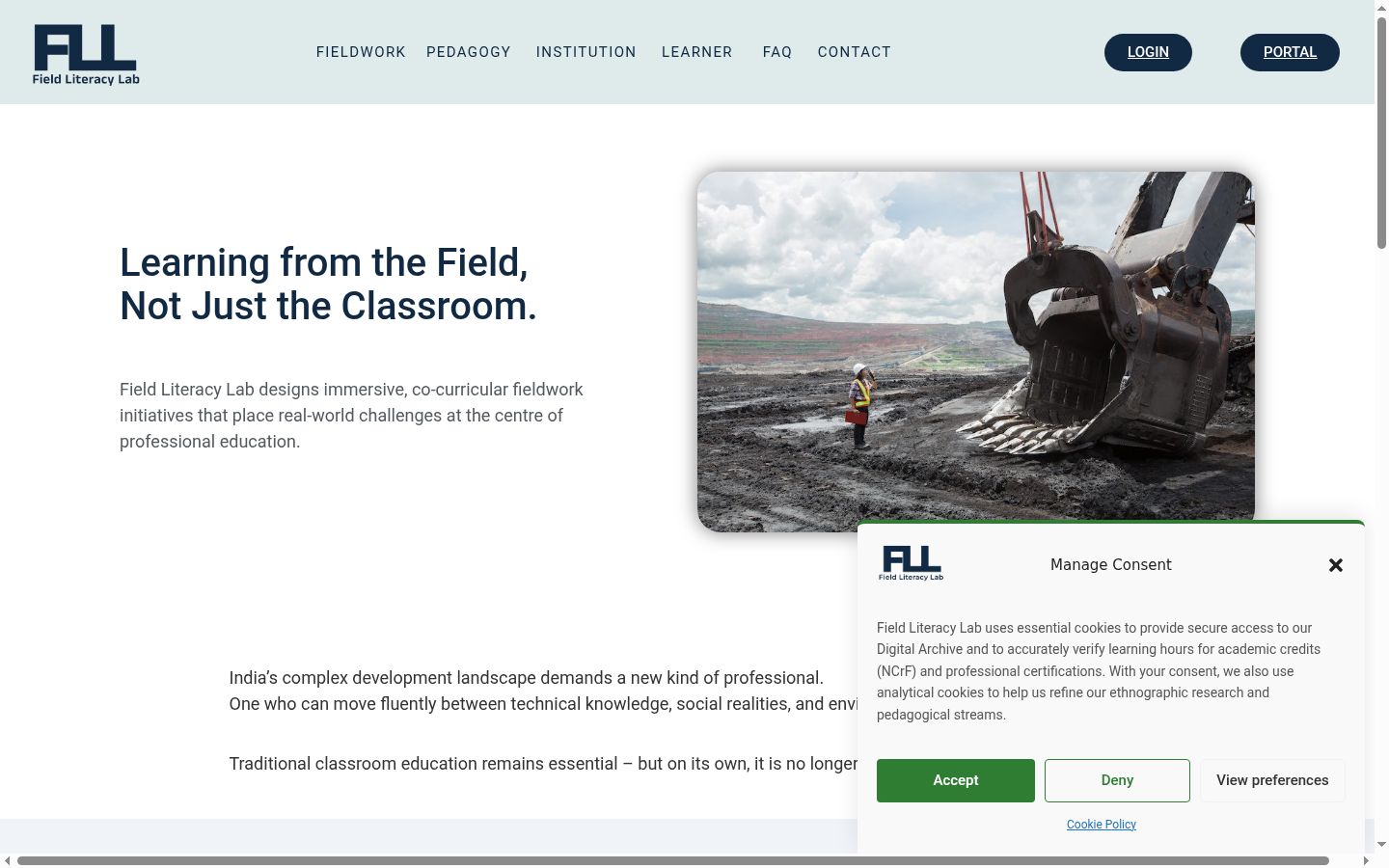 Screenshot of the consent banner shown before any interaction