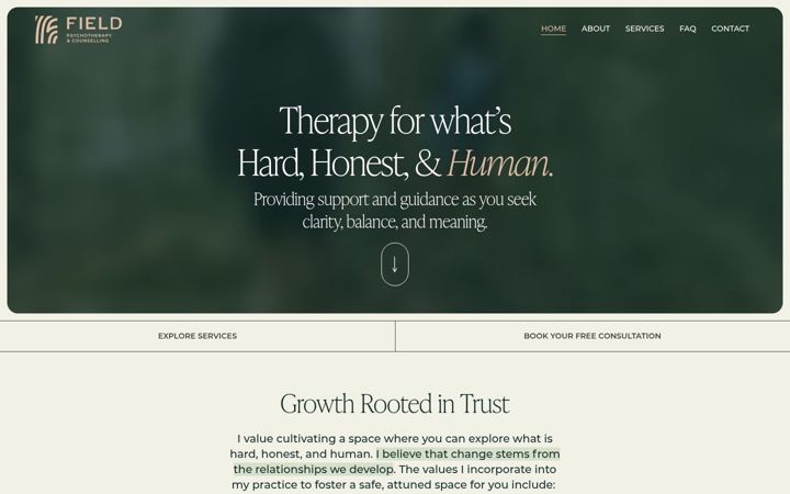 Screenshot of fieldpsychotherapy.com