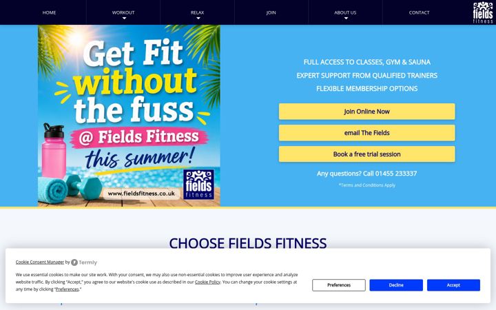 Screenshot of fieldsfitness.co.uk