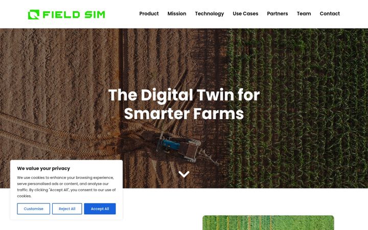 Snímek obrazovky fieldsim.ai