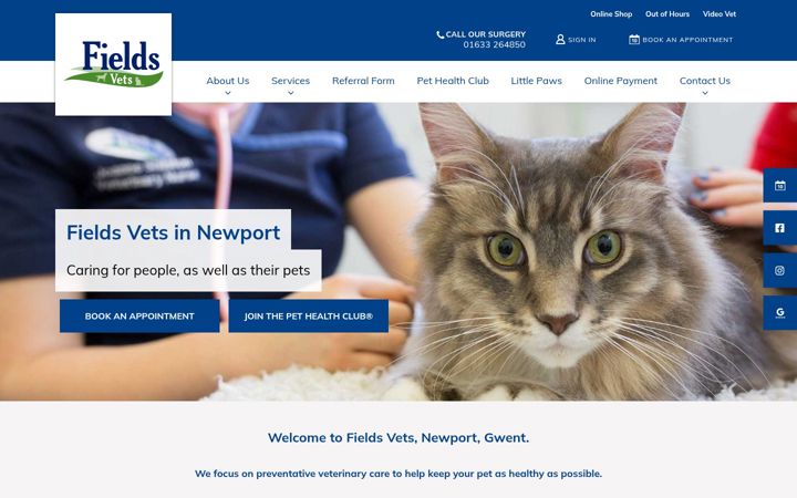 Screenshot of fieldsvets.co.uk