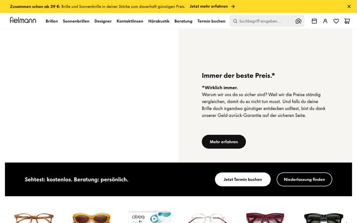 Screenshot von fielmann.de