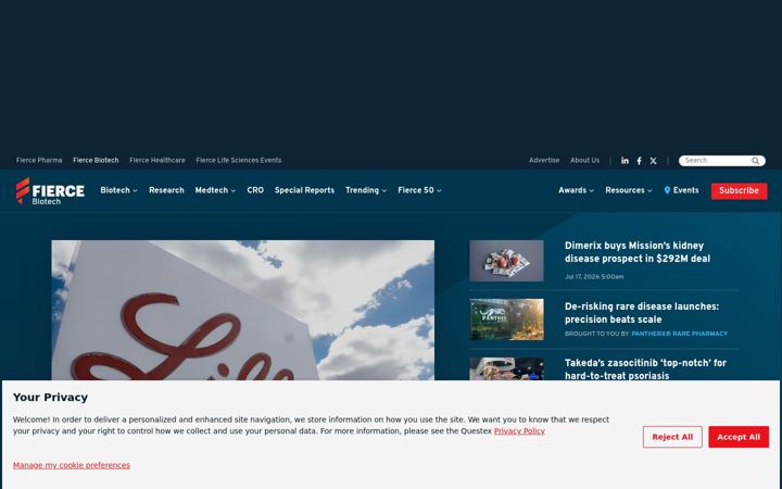 Screenshot του fiercebiotech.com