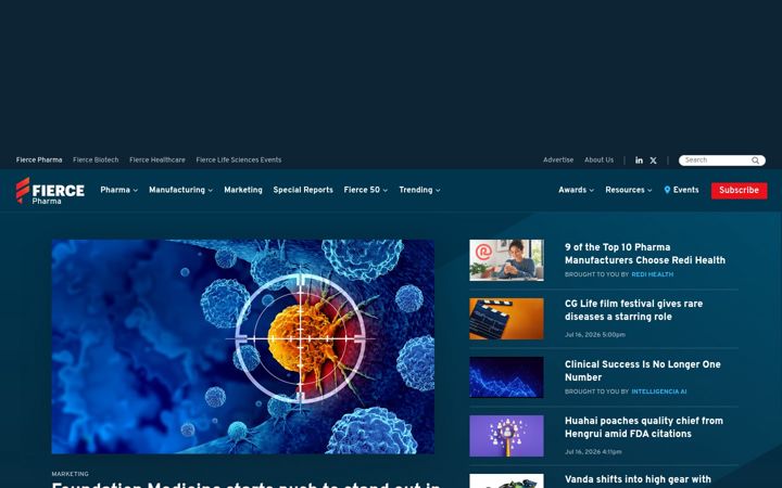 Skjámynd af fiercepharma.com