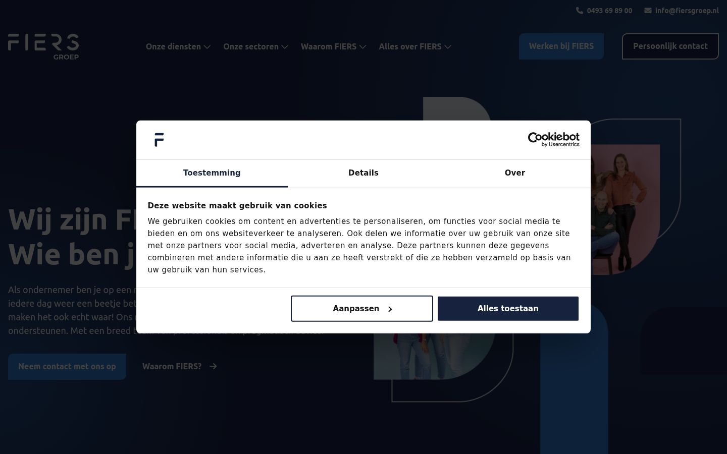Captura de pantalla del banner de consentimiento mostrado antes de cualquier interacción