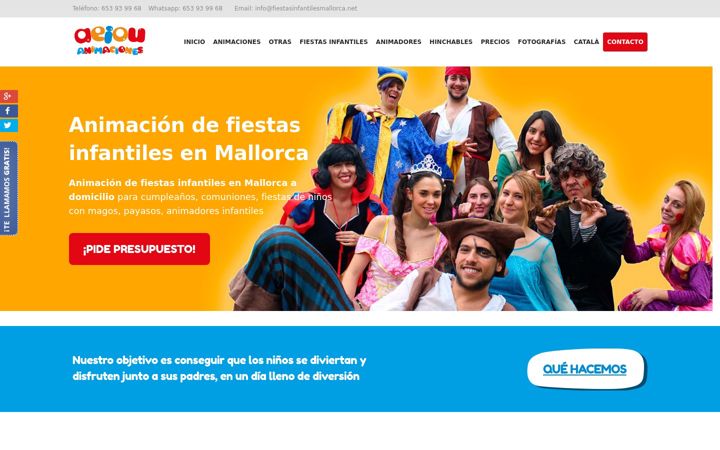 Screenshot ta' fiestasinfantilesmallorca.net